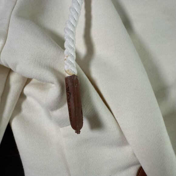 Wanakome Cream Beige Hooded Pullover Sweatshirt Size Medium - Picture 14 of 16